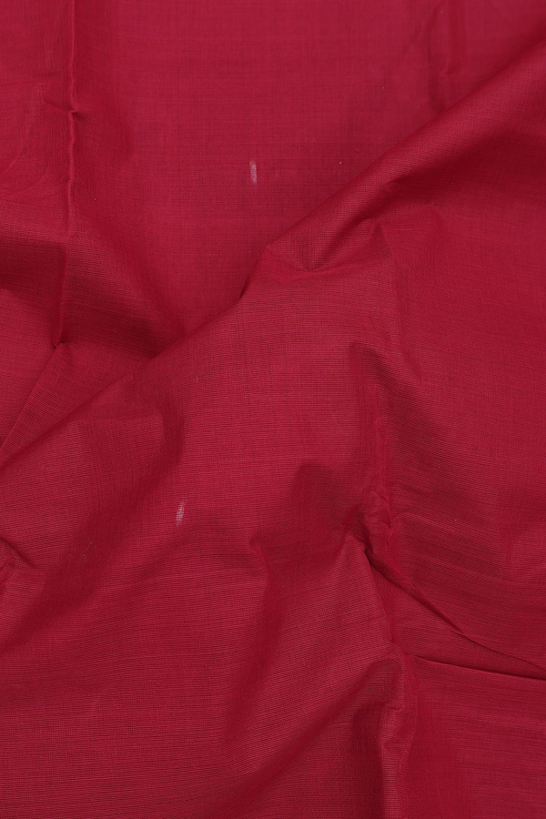 Chettinadu Cotton Saree In Red With Contrast Border