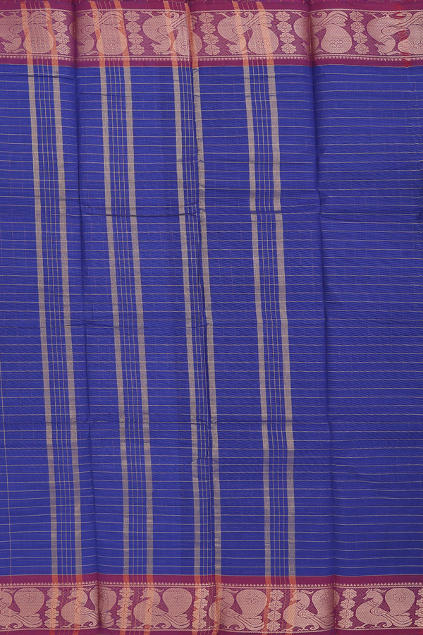 Chettinadu Cotton Saree In Royal Blue With Checks Design