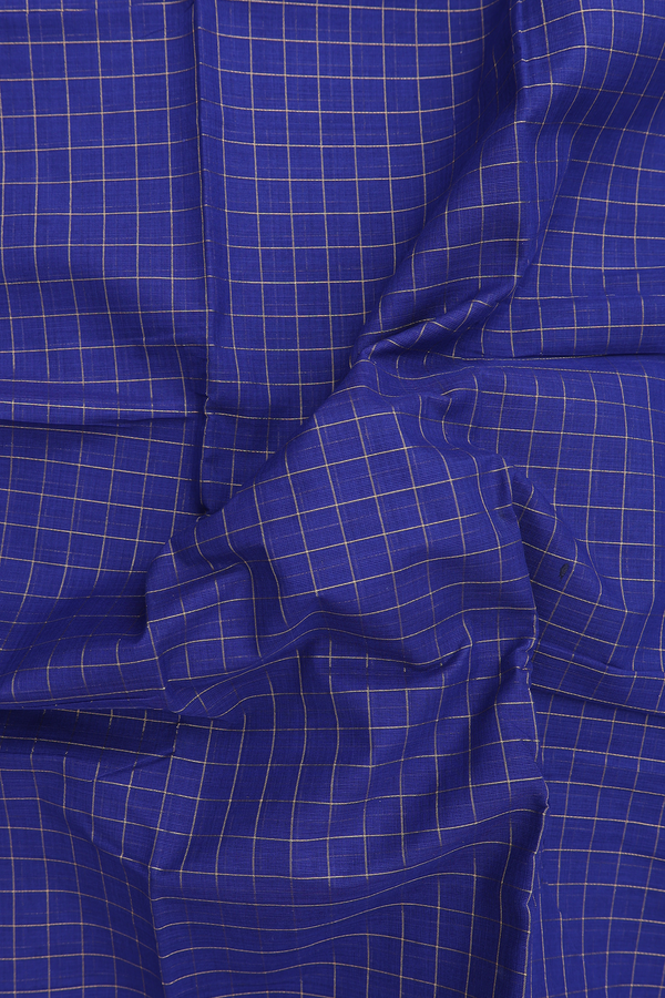 Chettinadu Cotton Saree In Royal Blue With Checks Design