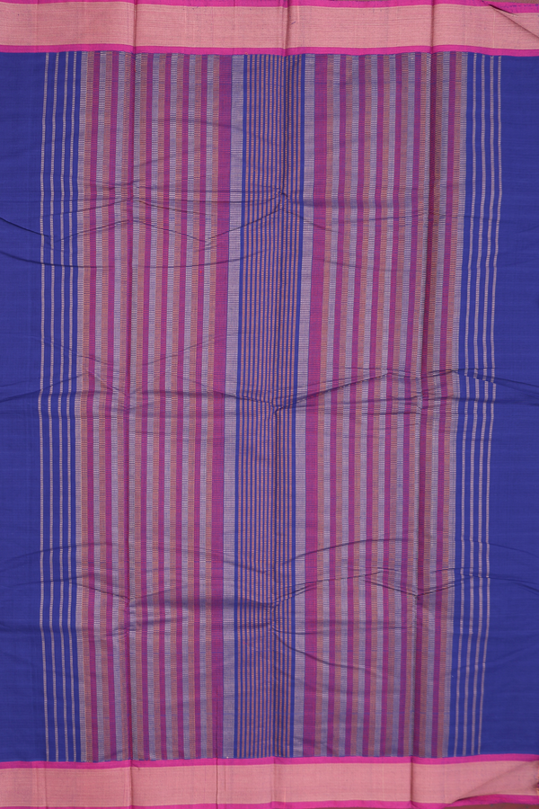 Chettinadu Cotton Saree In Royal Blue With Stripes Design