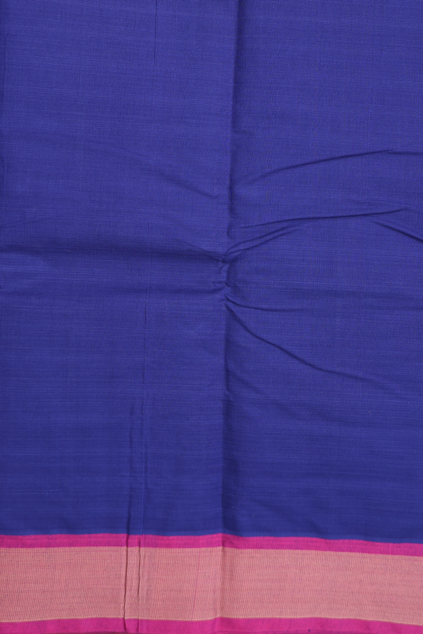 Chettinadu Cotton Saree In Royal Blue With Stripes Design