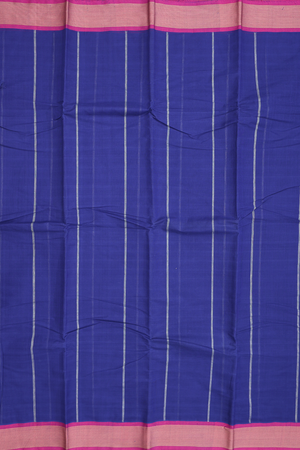 Chettinadu Cotton Saree In Royal Blue With Stripes Design