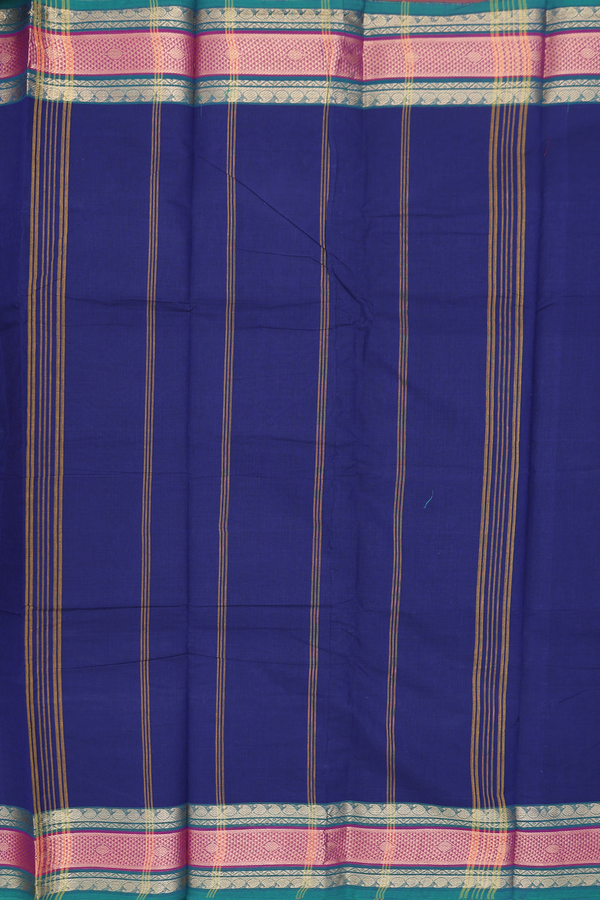 Chettinadu Cotton Saree In Royal Blue With Zari Border