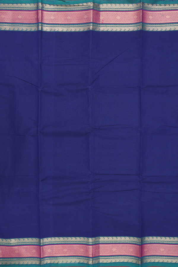 Chettinadu Cotton Saree In Royal Blue With Zari Border