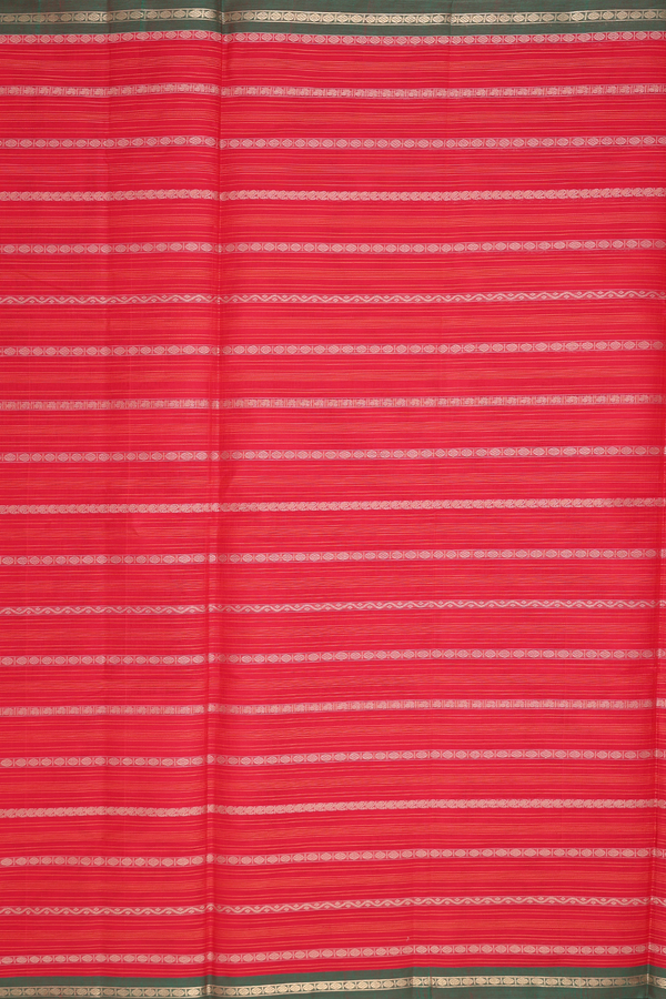 Coimbatore Cotton Saree In Scarlet Red With Checks Design