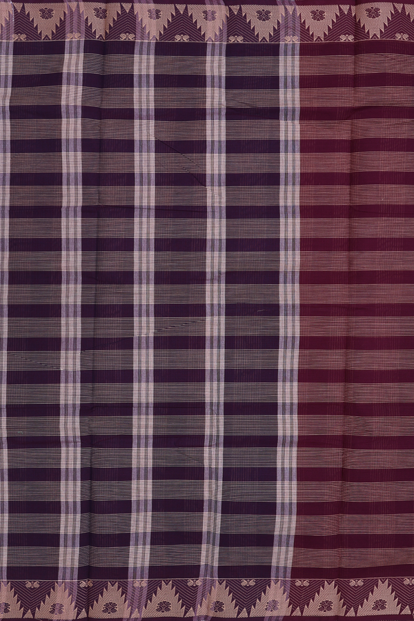 Chettinadu Cotton Saree In Shades Of Brown With Checks Design