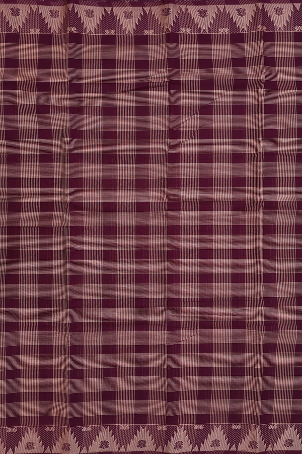 Chettinadu Cotton Saree In Shades Of Brown With Checks Design