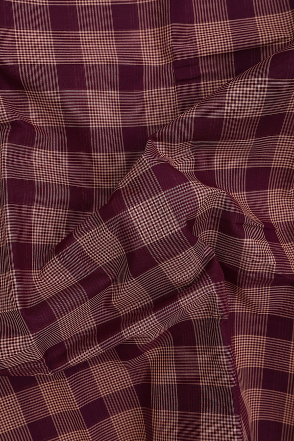 Chettinadu Cotton Saree In Shades Of Brown With Checks Design