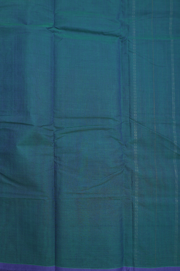 Chettinadu Cotton Saree In Teal Blue With Stripes Design