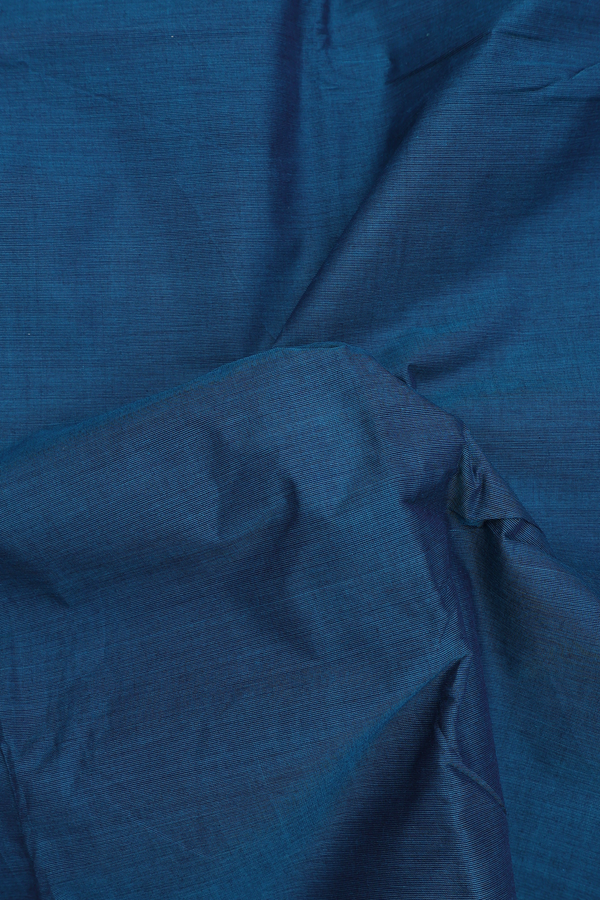 Chettinadu Cotton Saree In Teal Blue With Threadwork Border