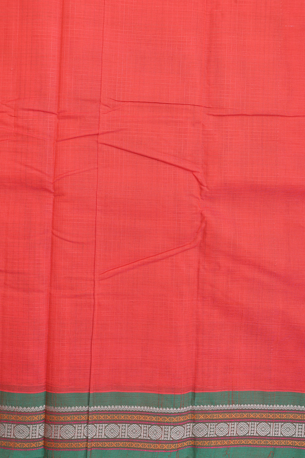 Chettinadu Cotton Saree In Spiced Orange With Checks Design