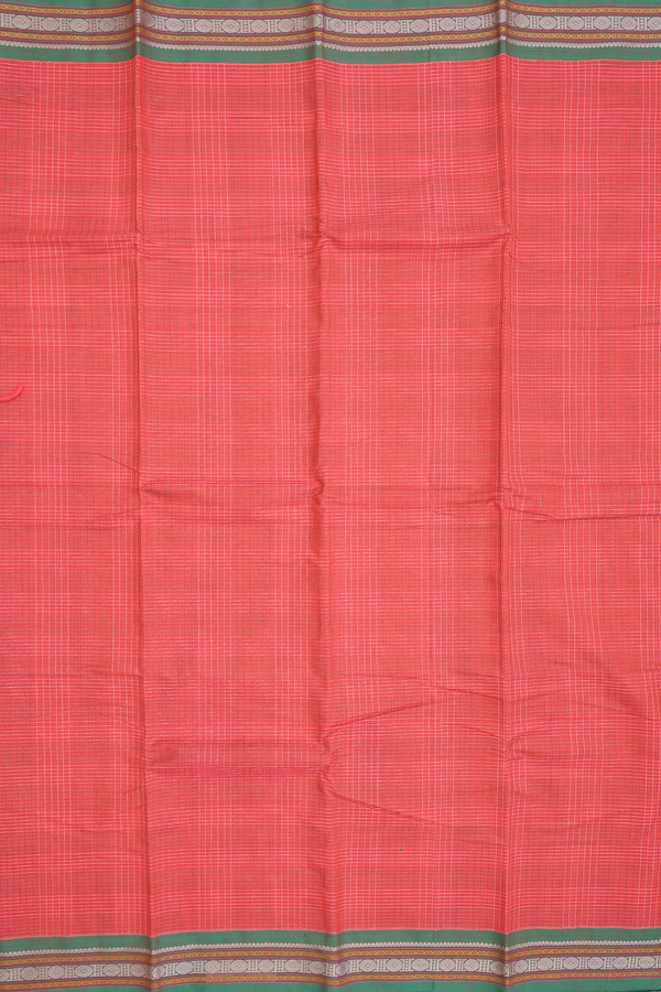 Chettinadu Cotton Saree In Spiced Orange With Checks Design