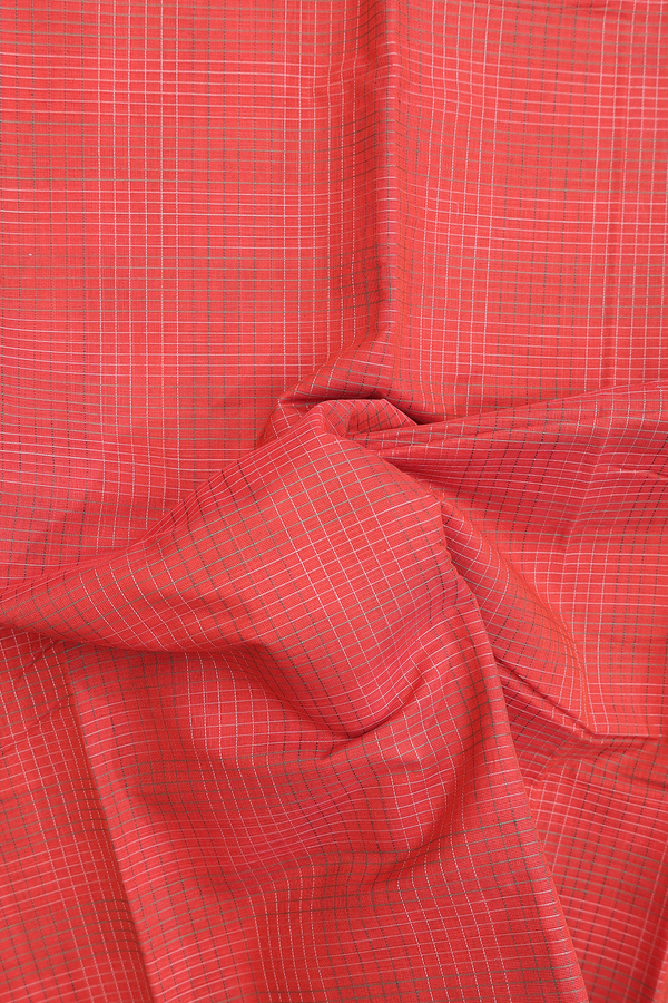 Chettinadu Cotton Saree In Spiced Orange With Checks Design