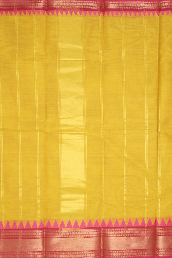 Chettinadu Cotton Saree In Yellow With Contrast Border