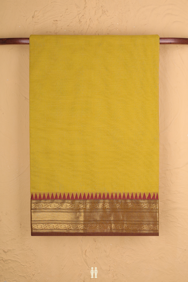 Chettinadu Cotton Saree In Yellow With Zari Border