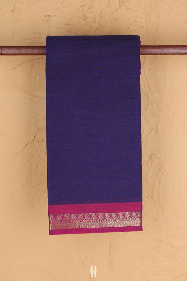 Chettinadu Cotton Saree Oxford Blue With Contrast Border