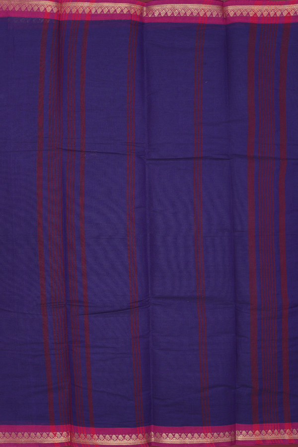 Chettinadu Cotton Saree Oxford Blue With Contrast Border