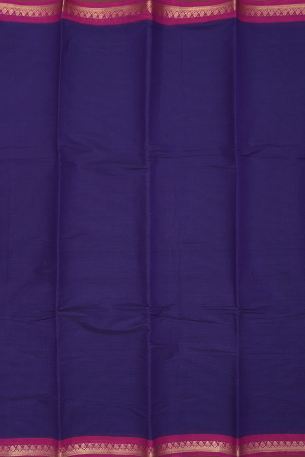 Chettinadu Cotton Saree Oxford Blue With Contrast Border