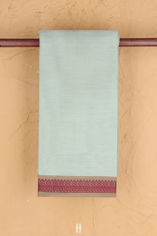 Chettinadu Cotton Saree Pastel Green With Threadwork Border