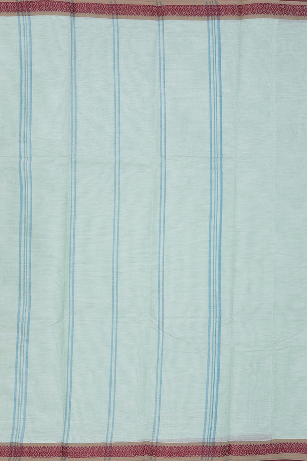 Chettinadu Cotton Saree Pastel Green With Threadwork Border