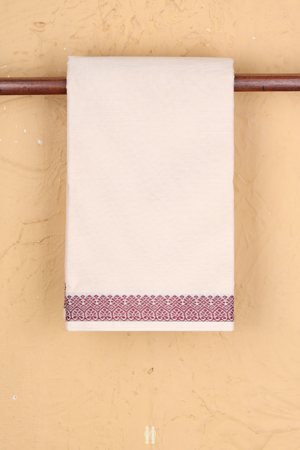 Chettinadu Cotton Saree Pastel Ivory With Threadwork Border