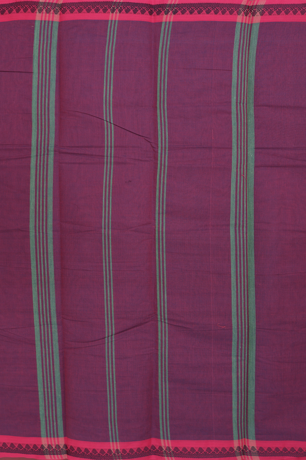 Chettinadu Cotton Saree Burgundy Red With Threadwork Border