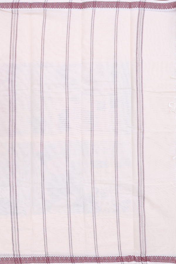 Chettinadu Cotton Saree Pastel Ivory With Threadwork Border