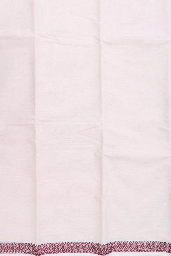 Chettinadu Cotton Saree Pastel Ivory With Threadwork Border