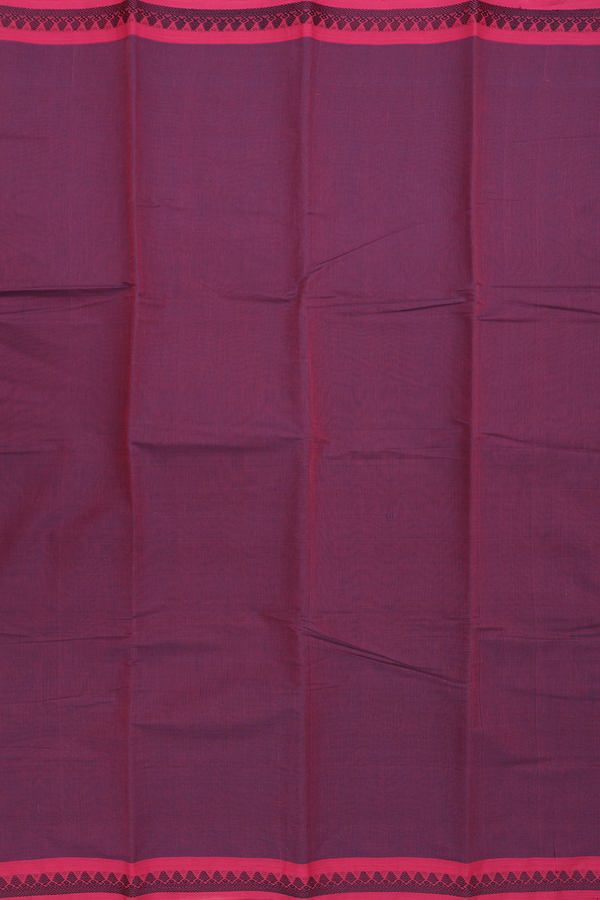 Chettinadu Cotton Saree Burgundy Red With Threadwork Border