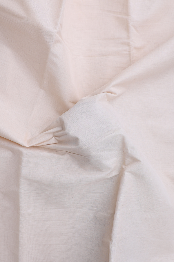 Chettinadu Cotton Saree Pastel Ivory With Threadwork Border