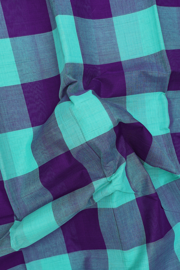 Chettinadu Cotton Saree Purple And Green With Checks Design