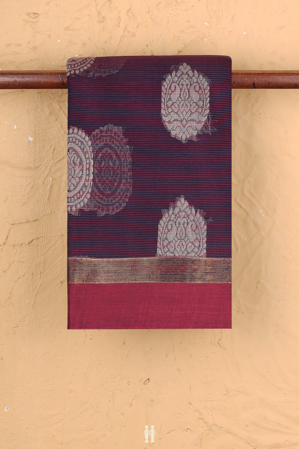 Chettinadu Cotton Saree Purple With Threadwork Motifs
