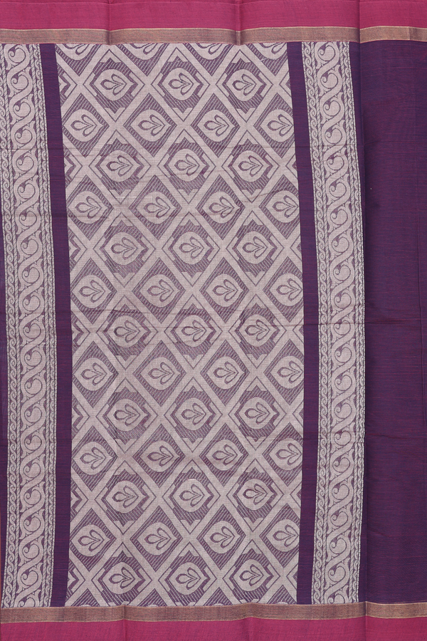 Chettinadu Cotton Saree Purple With Threadwork Motifs