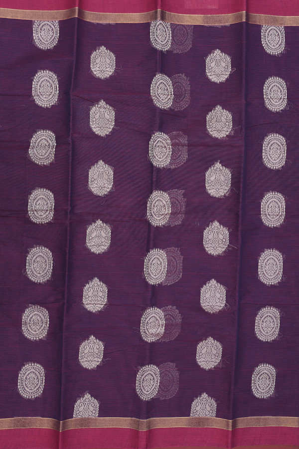 Chettinadu Cotton Saree Purple With Threadwork Motifs