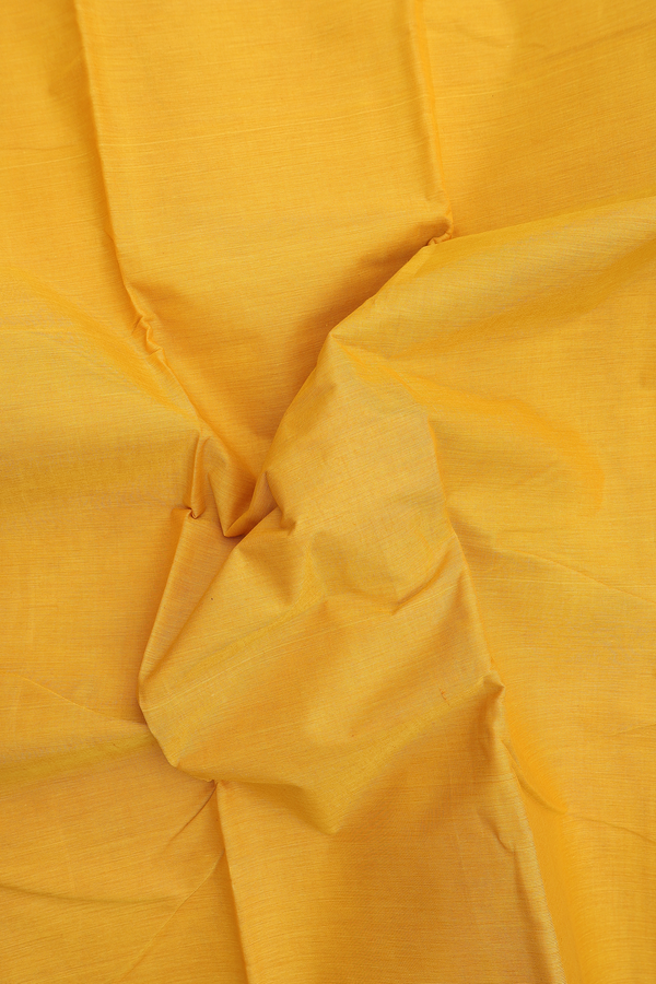Chettinadu Cotton Saree Saffron Yellow With Contrast Border