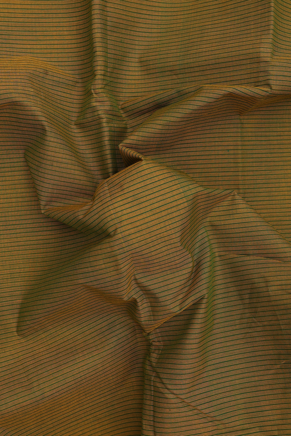 Chettinadu Cotton Saree Yellowish Brown With Stripes Design