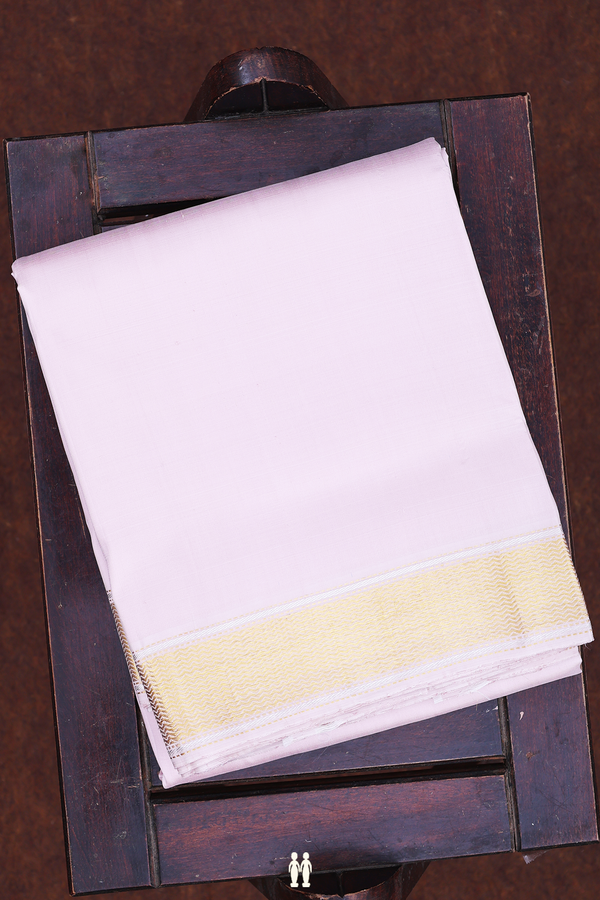 Chevron Border Purple Silk Dhoti With Angavastram Set