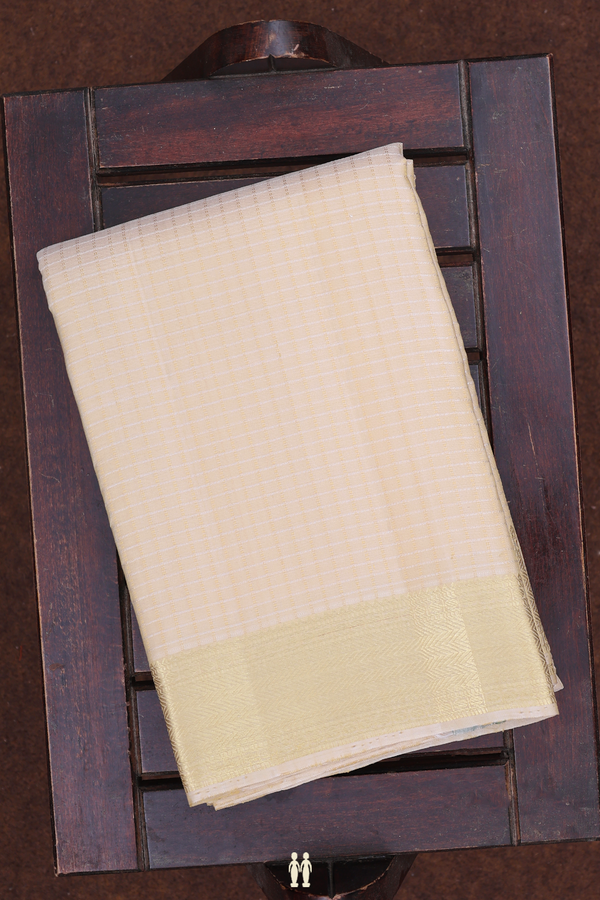 Chevron Border Brown Silk Dhoti With Angavastram Set