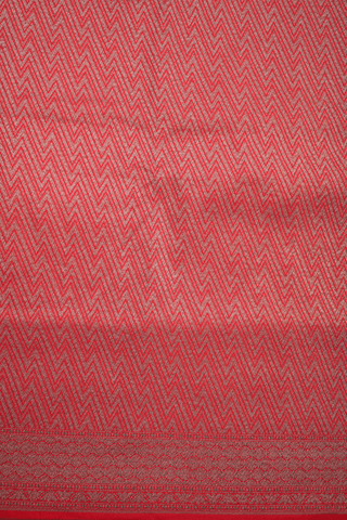 Chevron Design Crimson Red Banarasi Silk Saree