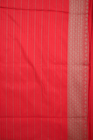 Chevron Design Crimson Red Banarasi Silk Saree