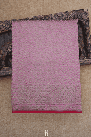 Chevron Design Dusty Pink Banarasi Silk Saree