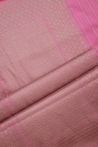 Chevron Design Dusty Pink Banarasi Silk Saree