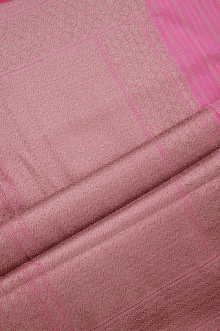 Chevron Design Dusty Pink Banarasi Silk Saree