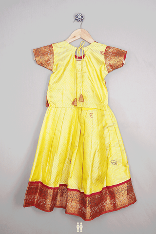 Chevron Design Red And Yellow Readymade Pavadai Sattai