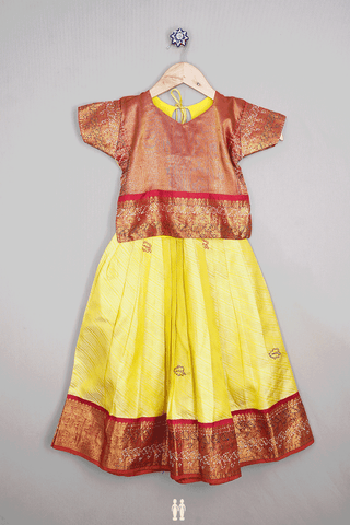 Chevron Design Red And Yellow Readymade Pavadai Sattai