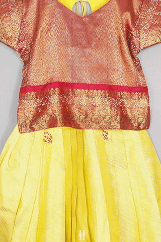 Chevron Design Red And Yellow Readymade Pavadai Sattai
