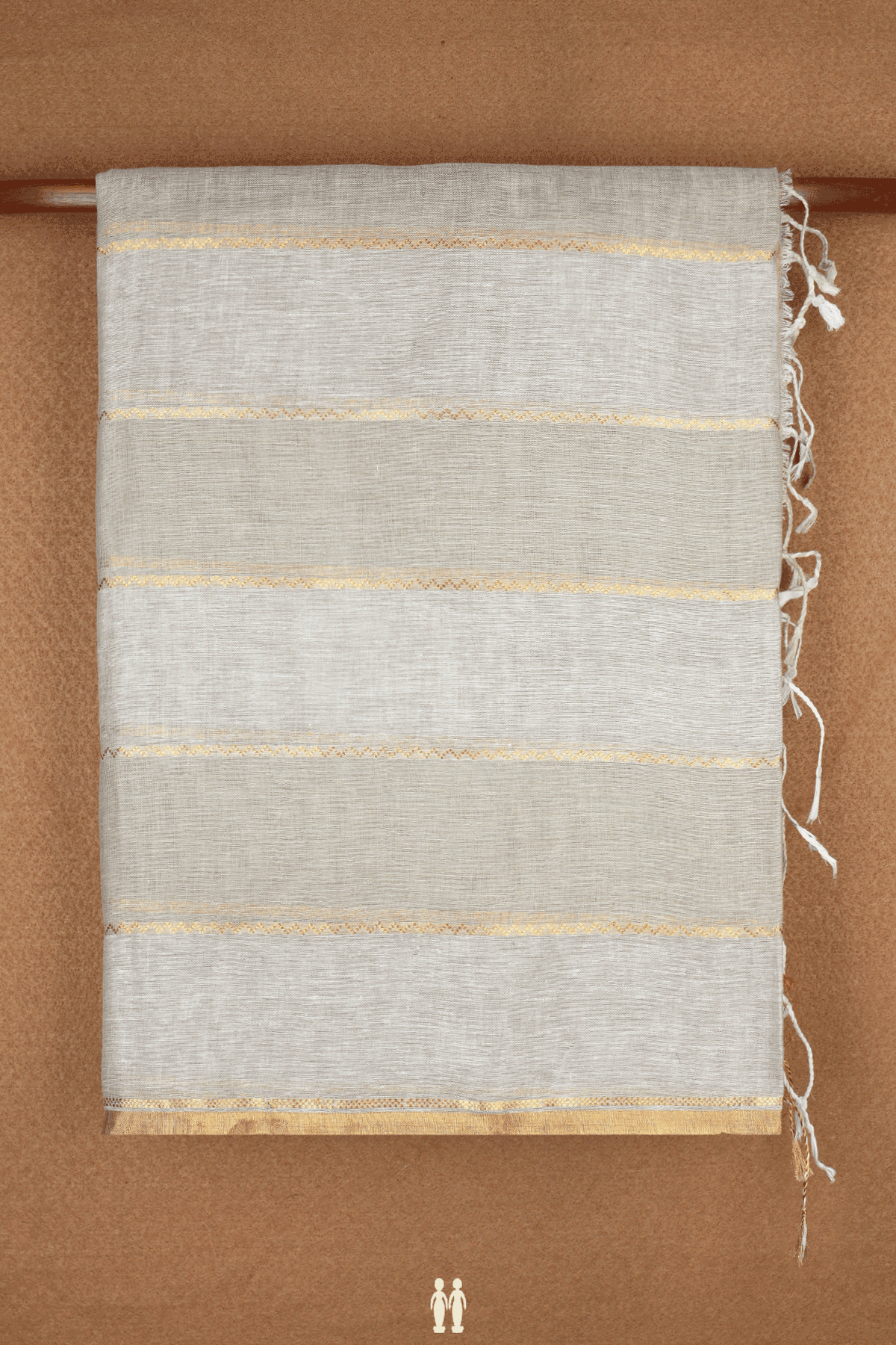 Chevron Design Shades Of Grey Semi Linen Saree