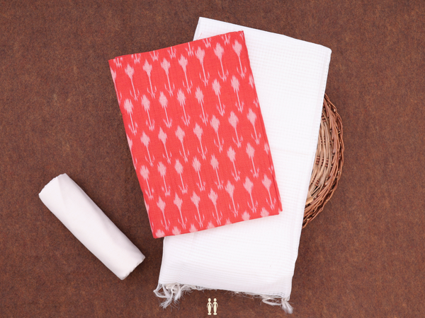 Printed Design Vermillion Red Cotton Unstitched Salwar Material