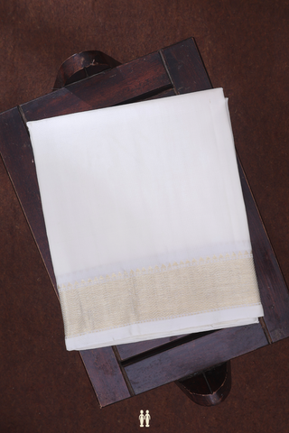 Chevron Design White Silk Dhoti With Shirt Material