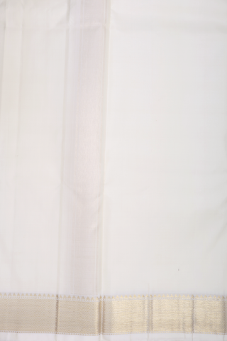 Chevron Design White Silk Dhoti With Shirt Material